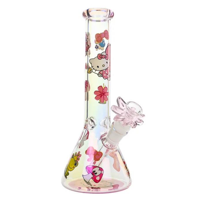 10 ” 5mm Blossom Kitty Glass Bong (WW-WHK0007)
