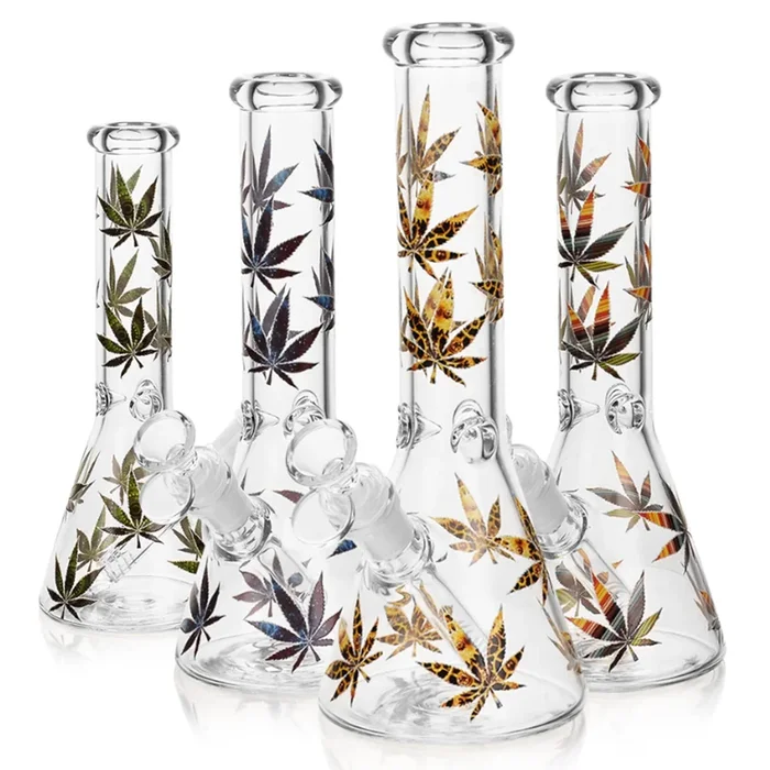 10 ” GLOW IN THE DARK LEAF BEAKER BONG