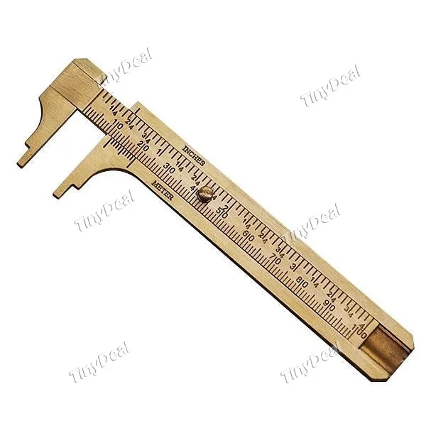 100mm/ 4” Vernier Caliper Mini Brass Sliding Pocket Caliper Metal Double Scale for Measuring Gemstones and Jewelry Components