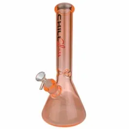 14in Full Color Beaker by Chill Glass-Orange