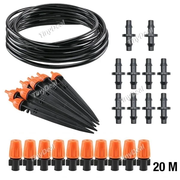 20m DIY Automatic Drip & Micro Sprinkler Kit Plant Vegetable Watering Supplies Garden Irrigation System