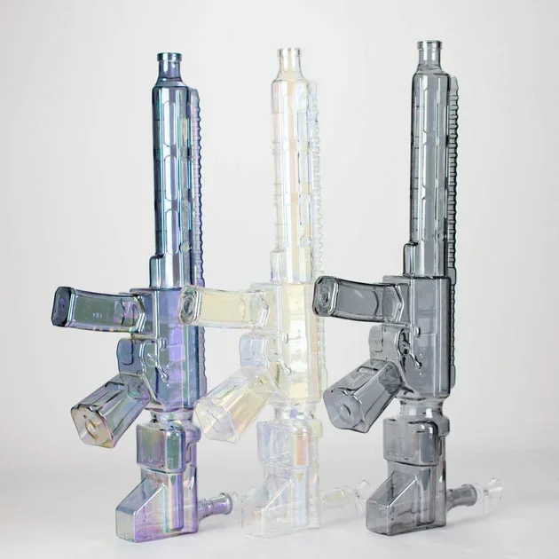 22″ Electroplated Machine Gun Design Glass Bong + Display Stand