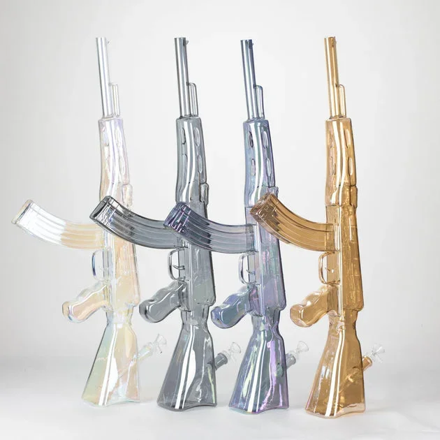 27″ Electroplated AK-47 Design Glass Bong + Display Stand