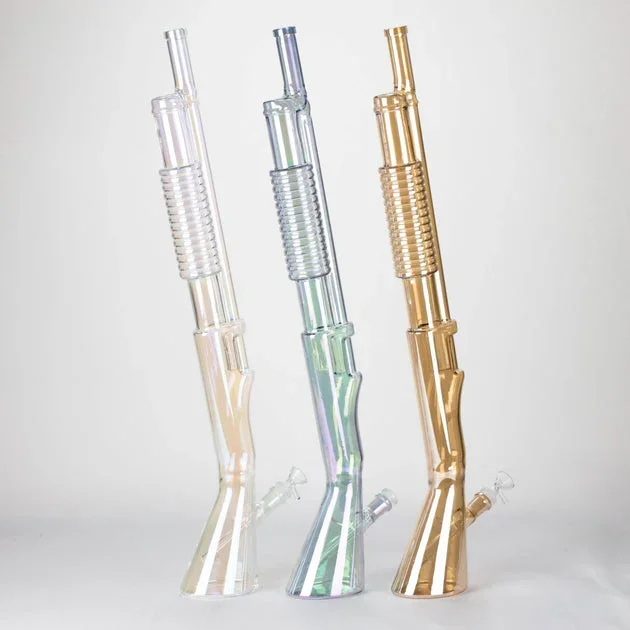 27″ Electroplated Shotgun Design Glass Bong + Display Stand