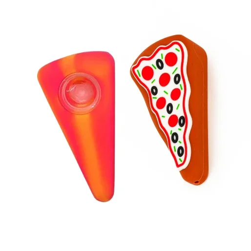 4 ” Pizza Slice Silicone Hand Pipe – Color May Vary – (1, 3 OR 6 Count)