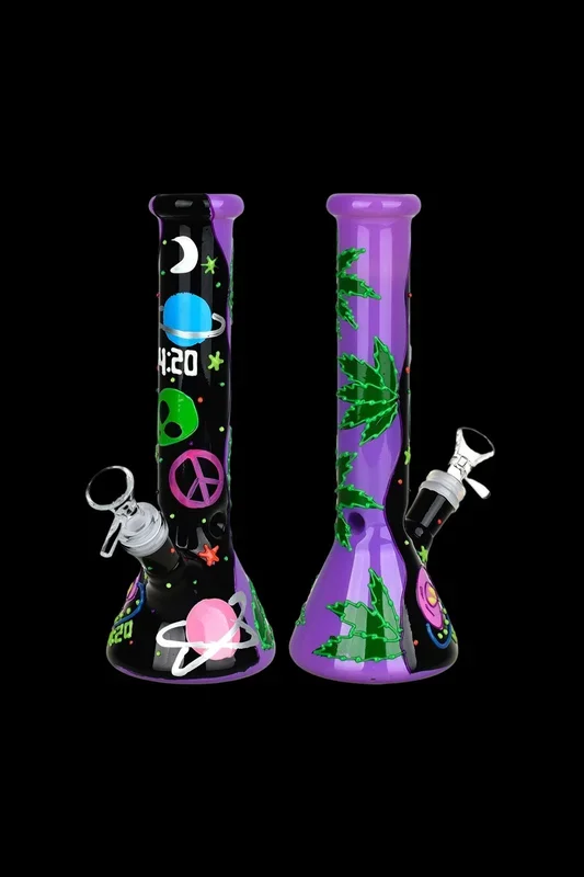 420 Beam Me Up Beaker Glow In The Dark Bong