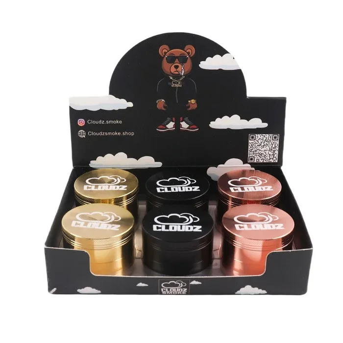 55mm Cloudz 4 Piece Grinder – Platinum Edition – (6 Count Display)