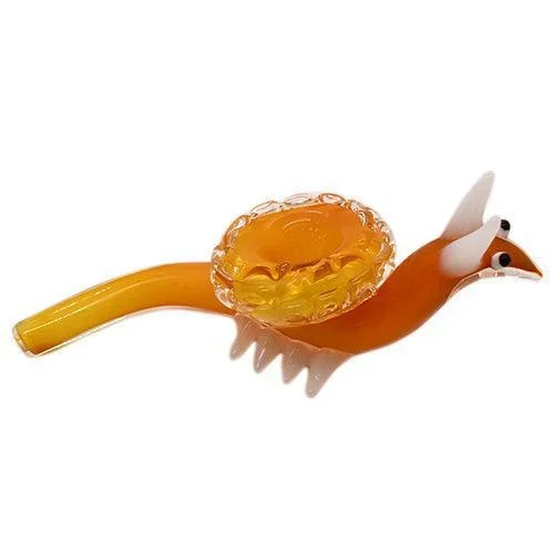 7” Yellow Flume Snail Design Glass Hand Pipe – Color May Vary – (1 Count)