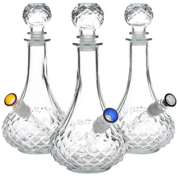 8.25 ” Vintage Decanter Style Glass Water Pipe w/ Cap – 14mm F / Color Vary / Long Neck