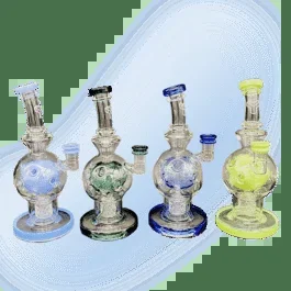 8″ Color Trim Fab Egg Seed Of Life Perc Glass Bong | CHV Glass