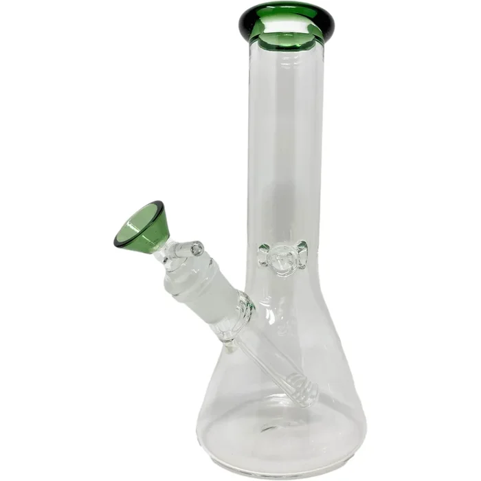 8″ Glass Beaker Bong with Color Trim