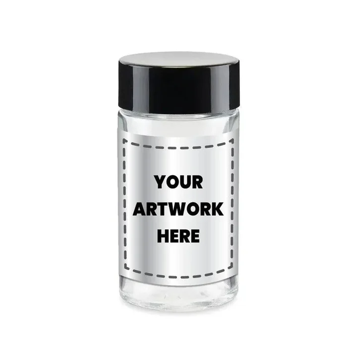 84mm Clear Glass Blunt Tube w/ Plastic Child Proof With Labels & Application