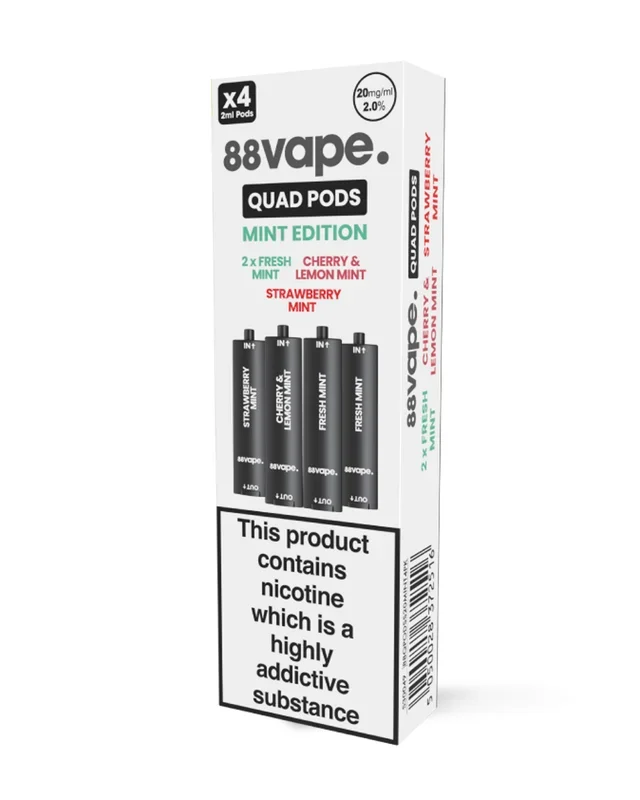 88Vape Quad Mint Edition Replacement Pods (Pack of 4)
