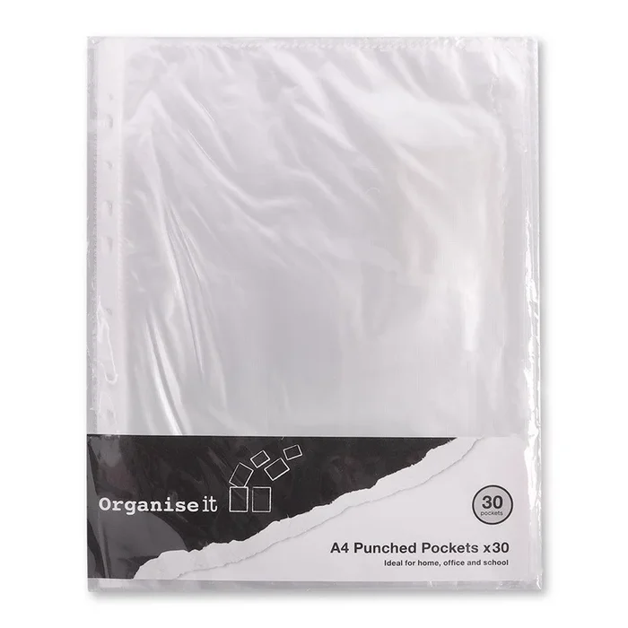 A4 Punched Pockets 30 Pack