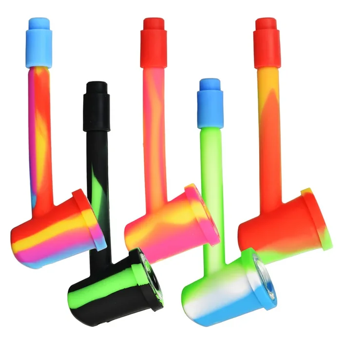 AFG Distribution – Silicone Slim Stem – Hand Pipe – w – Glass Bowl – 4 ” – Colors Vary