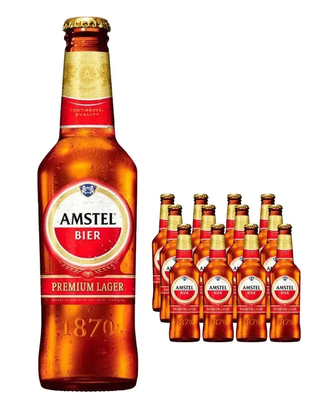 Amstel Lager Beer Bottle Multipack, 12 x 300 ml