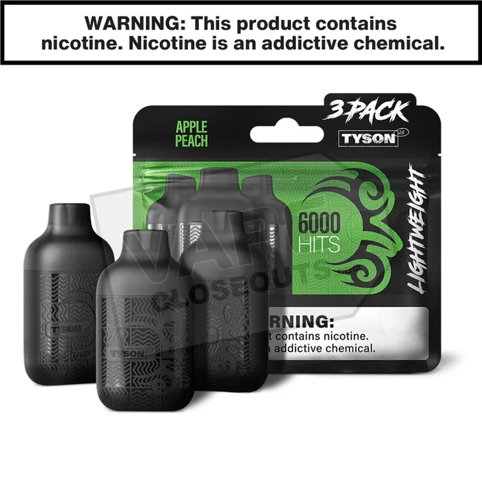 Apple Peach Tyson 2.0 Lightweight 6k Puff Disposable Vape (3-Pack)