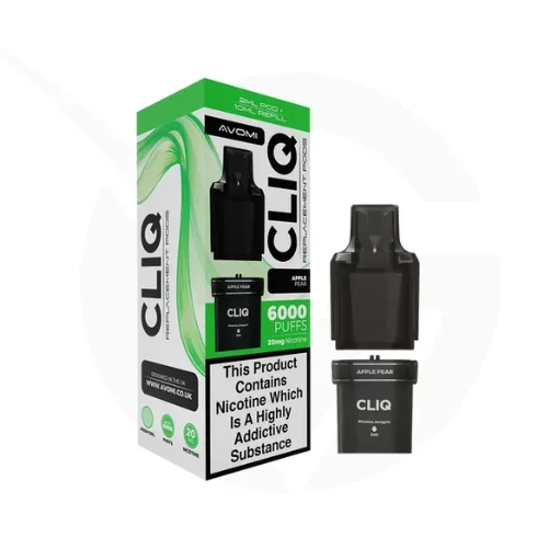 Apple Pear Prefilled Pods By Avomi Cliq 6000 + Refill Containers