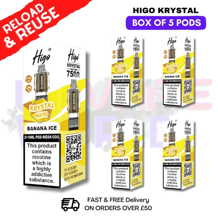 Banana ICE Krystal Higo Max Replacement Pods BOX OF 5