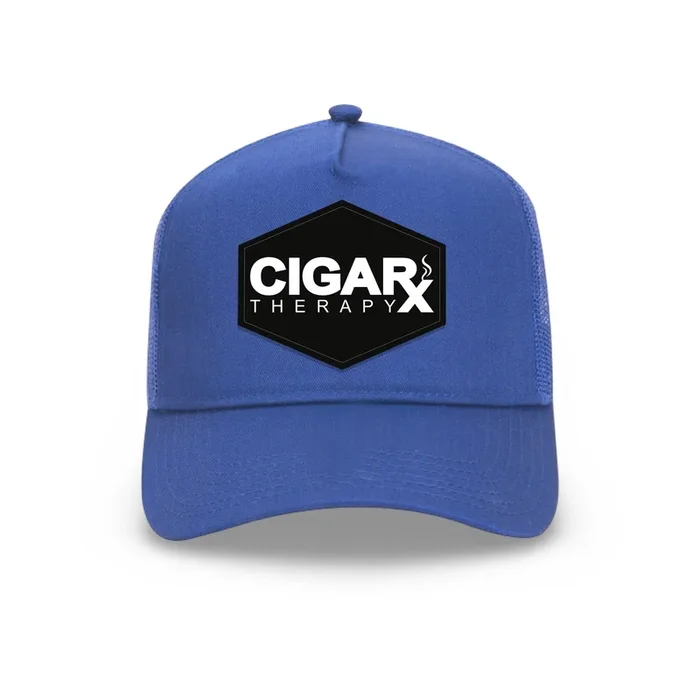 Blue Curved Trucker with Black Classic Patch