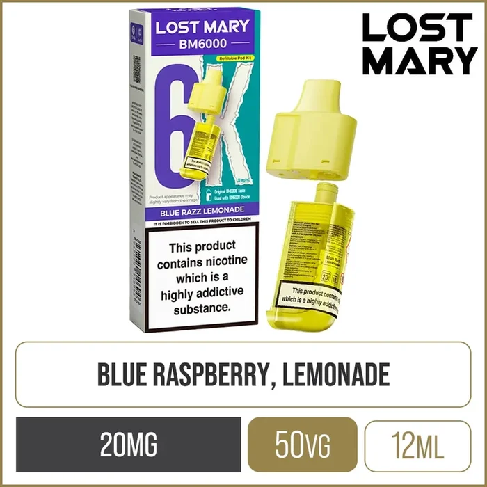 Blue Razz Lemonade Lost Mary BM6000 Pod & Refill 12ml