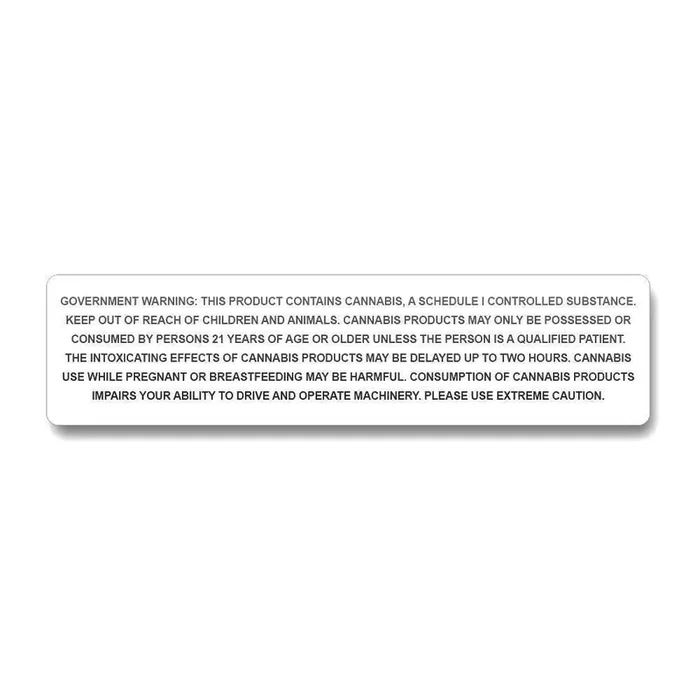 California Government Warning Label 3 ” x 1 ” Inch (1000 Count Roll)