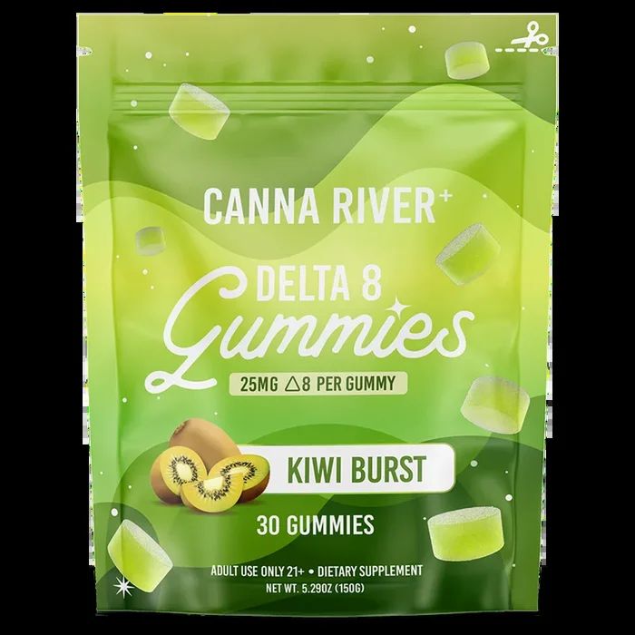 Canna River – Delta 8 Gummies – Kiwi Burst – 30 Gummies (25 MG Each)