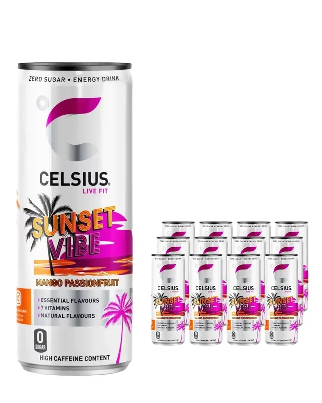 Celsius Sunset Vibe Mango & Passion Fruit Energy Drink Multipack, 12 x 355 ml