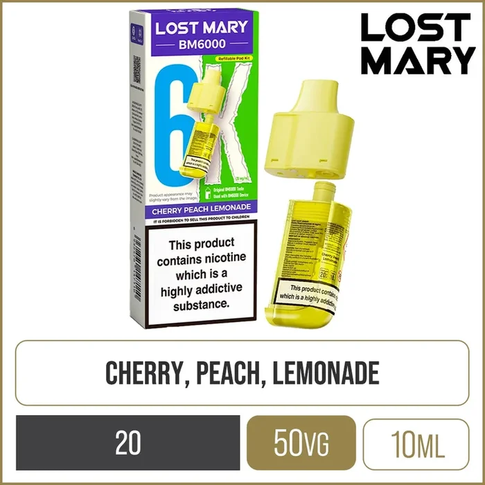 Cherry Peach Lemonade Lost Mary BM6000 Pod & Refill 12ml