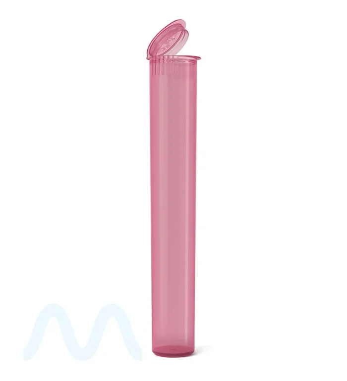 Child Resistant | King Size Pop Top Translucent Plastic Pre-Roll PCR Tubes | 116mm – Pink – 1000 Count