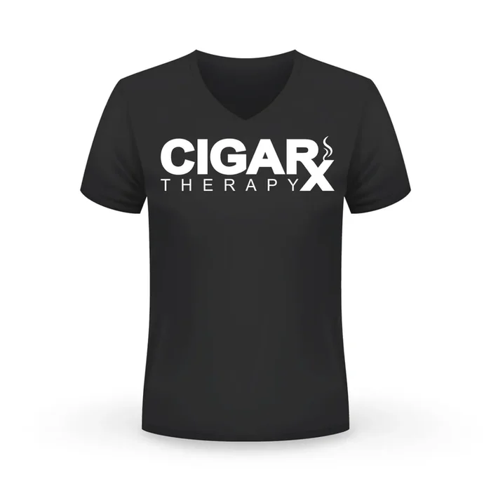 CIGARx Black w/ White Logo V-Neck T-Shirt