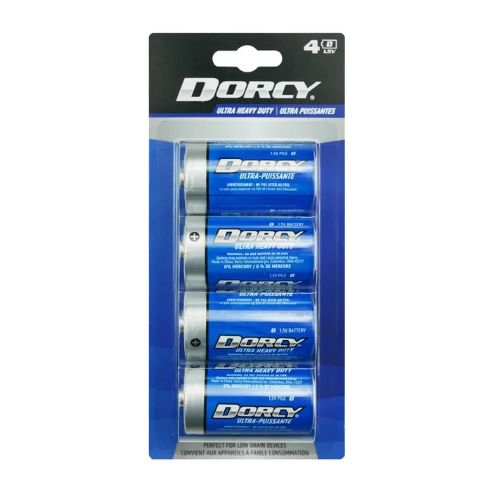 Dorcy Ultra Heavy Duty D Batteries, 4-Pack