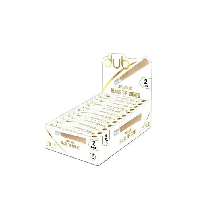 Dub 98mm Unbleached Cones With Glass Tip Display – 2 Per Pack – (24 Packs Per Display)