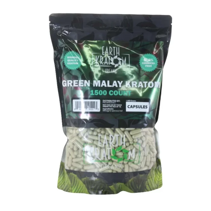 Earth Kratom Green Malay – 1500ct Kratom Capsules