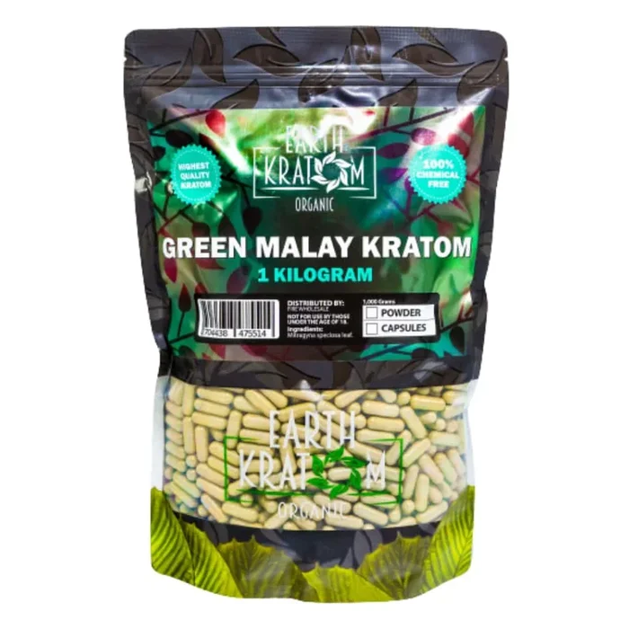 Earth Kratom Green Malay – Kilo Kratom Capsules