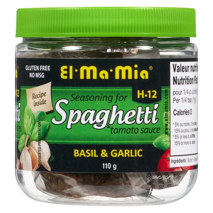 El-Ma-Mia H 12 Basil & Garlic Seasoning for Spaghetti Tomato Sauce, 110-g