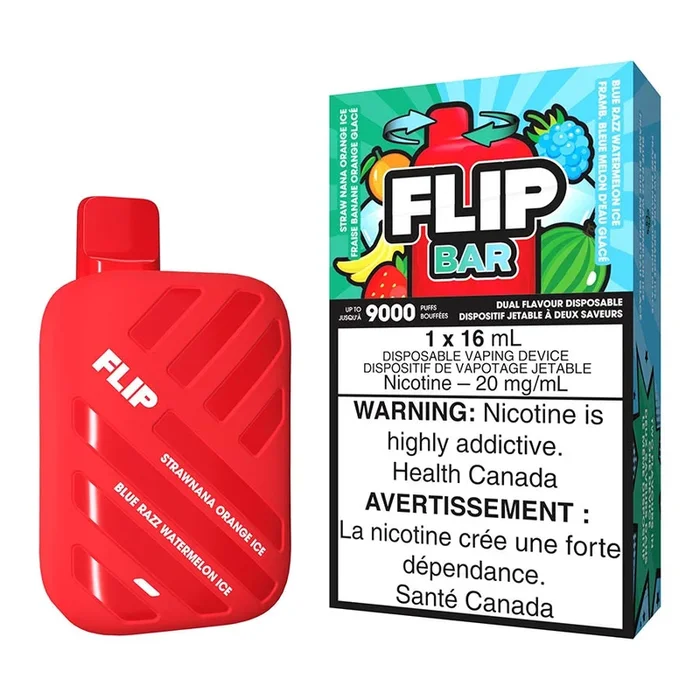 Flip Bar Disposable Vape Device – Straw Nana Orange Ice And Blue Razz Watermelon Ice