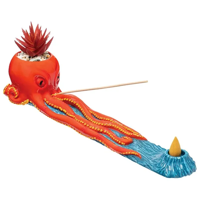 Fujima 12.5″ Octopus Incense Holder with Artificial Plant