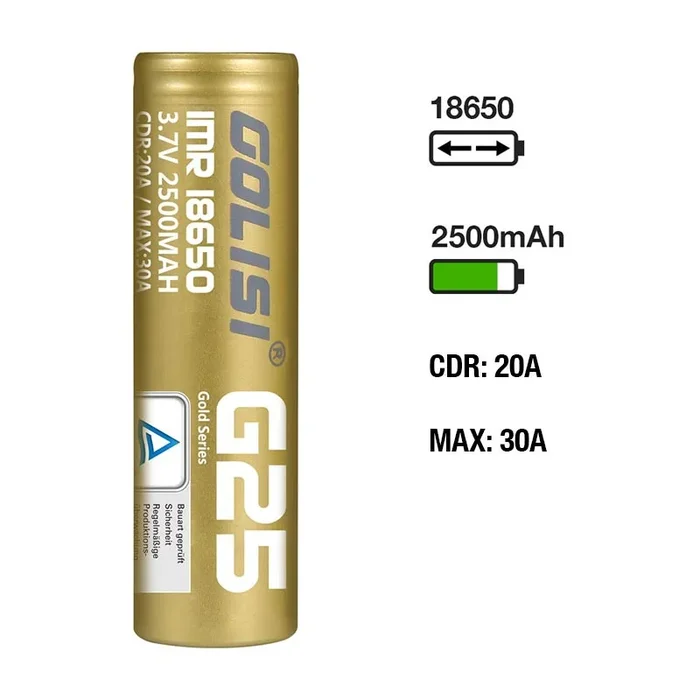 Golisi G25 18650 Battery (2500mAh 20A)