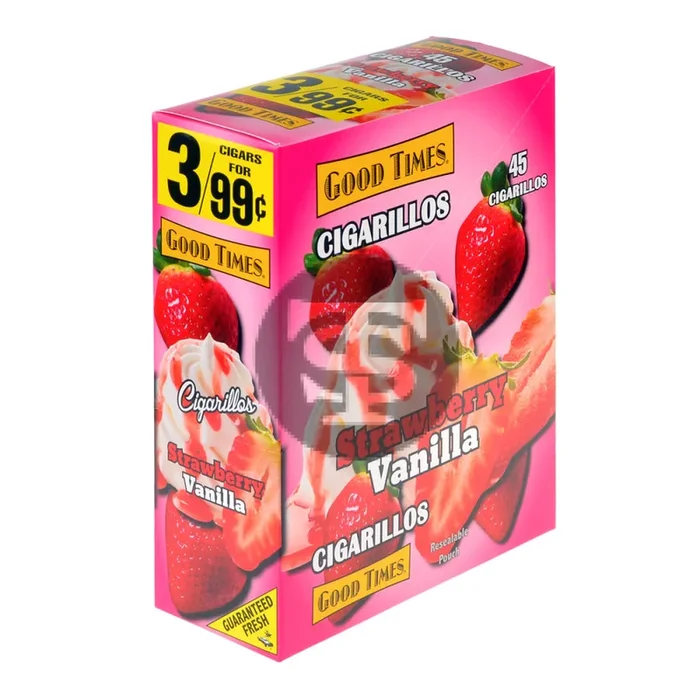 Good Times Cigarillos Strawberry Vanilla 3 for 99 Cents Pre Priced 15 Packs of 3