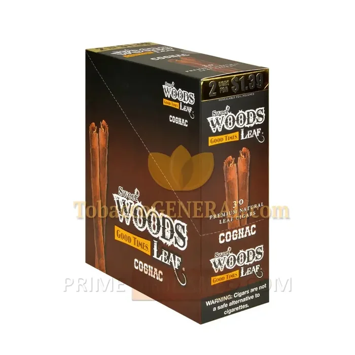 Good Times Sweet Woods Leaf Cigars 1.39 Pre-Priced 15 Packs of 2 Cognac