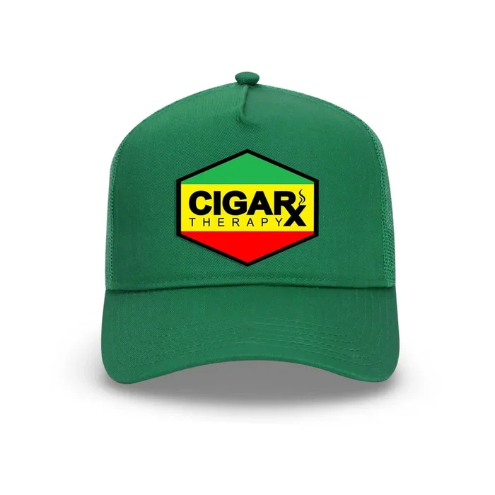 Green Curved Trucker with Reggae Rasta Flag Patch