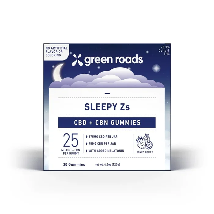 GREEN ROADS CBD + CBN GUMMIES (30 COUNT PER JAR, 750MG PER JAR) | MIXED BERRY