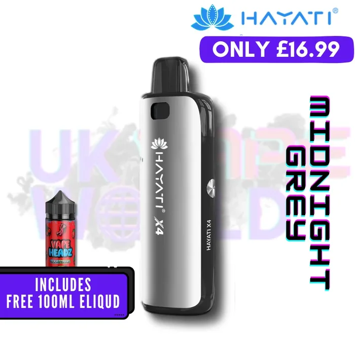 Hayati X4 Refillable Pod Vape Kit in Midnight Gray