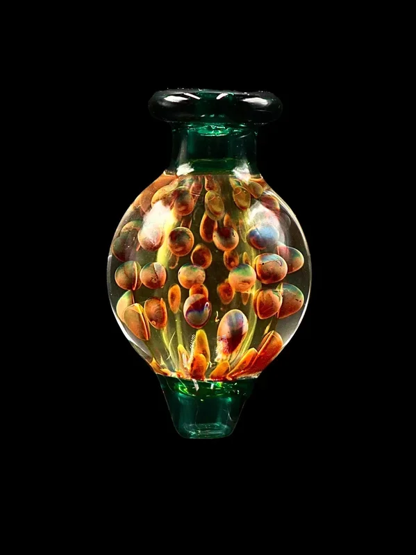 Heady Fumed Amber and Teal Bubble Cap