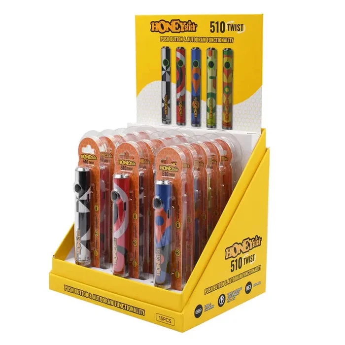 Honeystick 510 Thread Twist Cartridge Battery – Multiple Designs Available – (1 or 15 Pack)