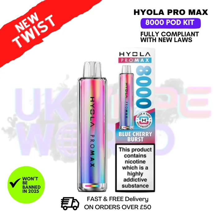 Hyola Pro Max 8000 Puff Prefilled Pod Kit with Blue Cherry Burst Flavor