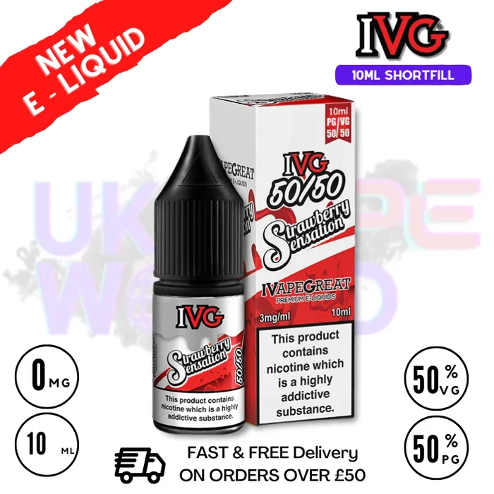 IVG 50/50 Strawberry Sensation 10ml E Liquid – ONLY £1.99