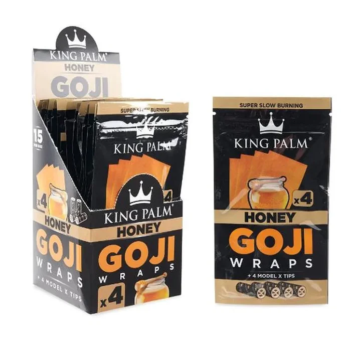 King Palm Goji Wraps – Honey Flavor – 4 Per Pack – (15 Count Display)