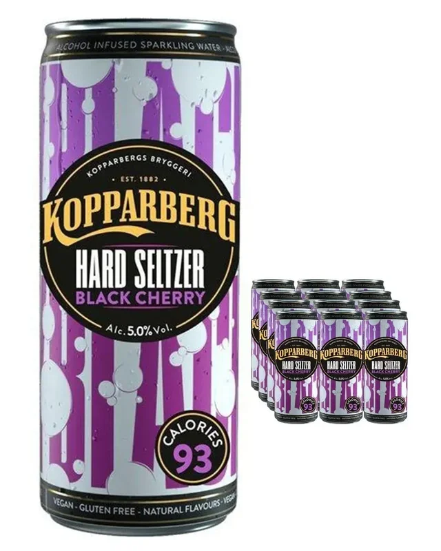 Kopparberg Black Cherry Hard Seltzer Premixed Can Multipack, 12 x 330 ml
